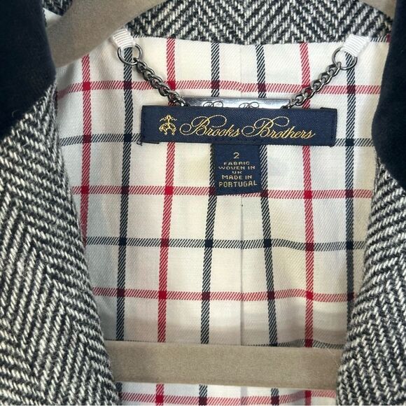 Brooks Brothers Wool Herringbone Elbow Patch Blazer | Size 2 - Picture 12 of 14